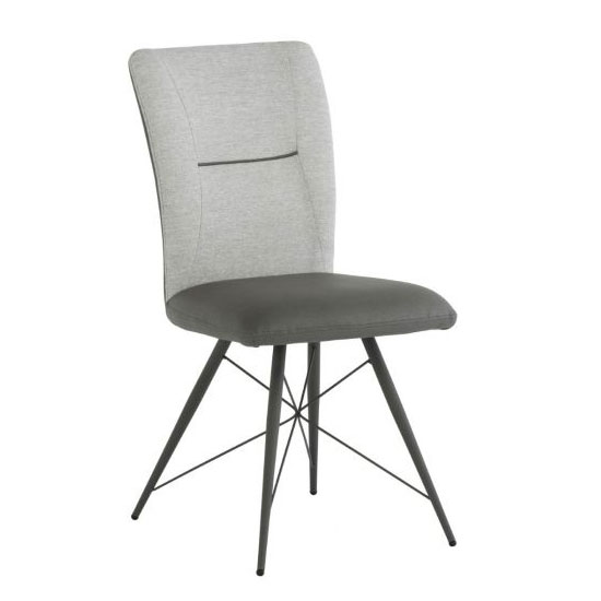 Amalfi Fabric And Pu Leather Dining Chair In Light Grey