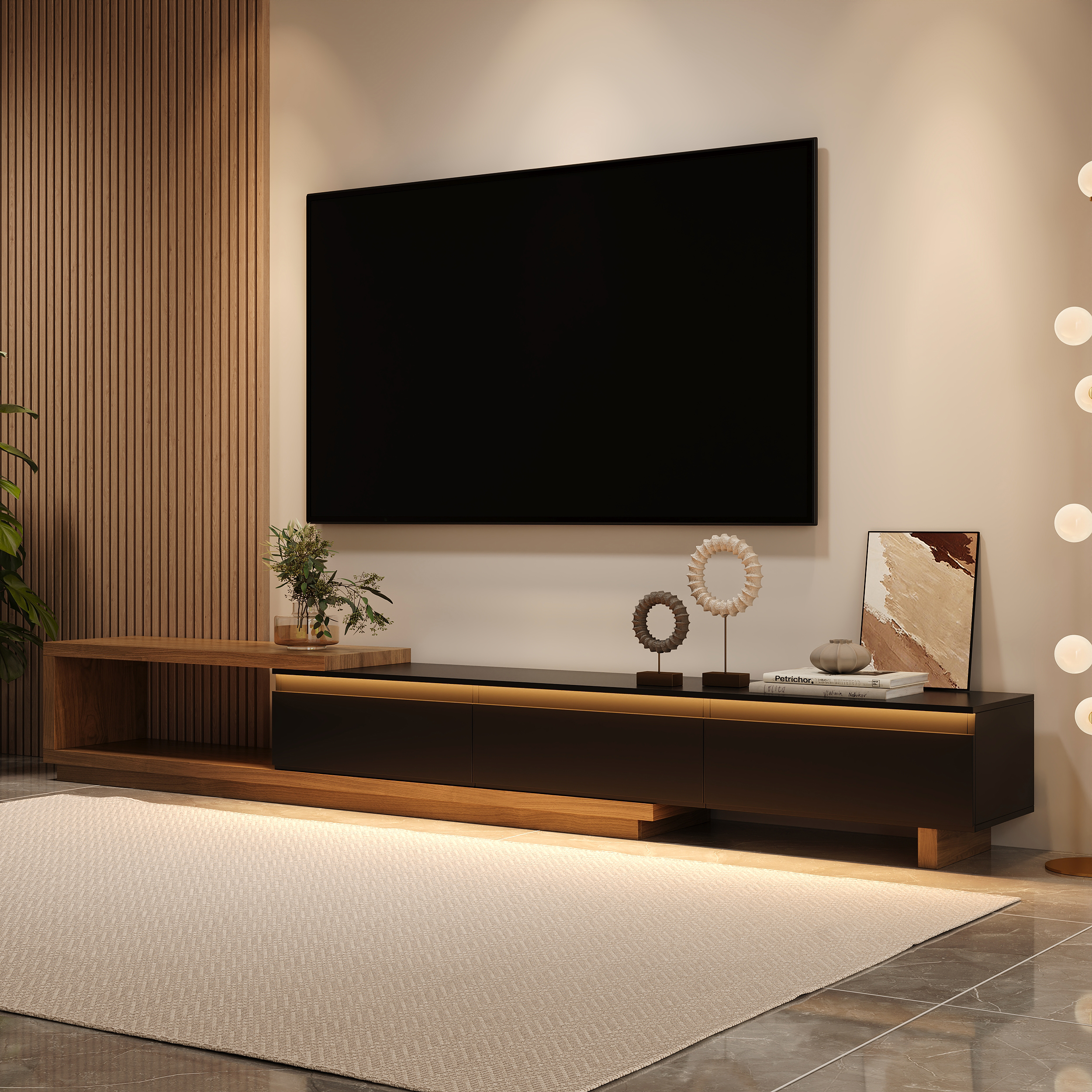 Quoint Extendable TV Stand with 3 Drawers (180 - 255 cm)