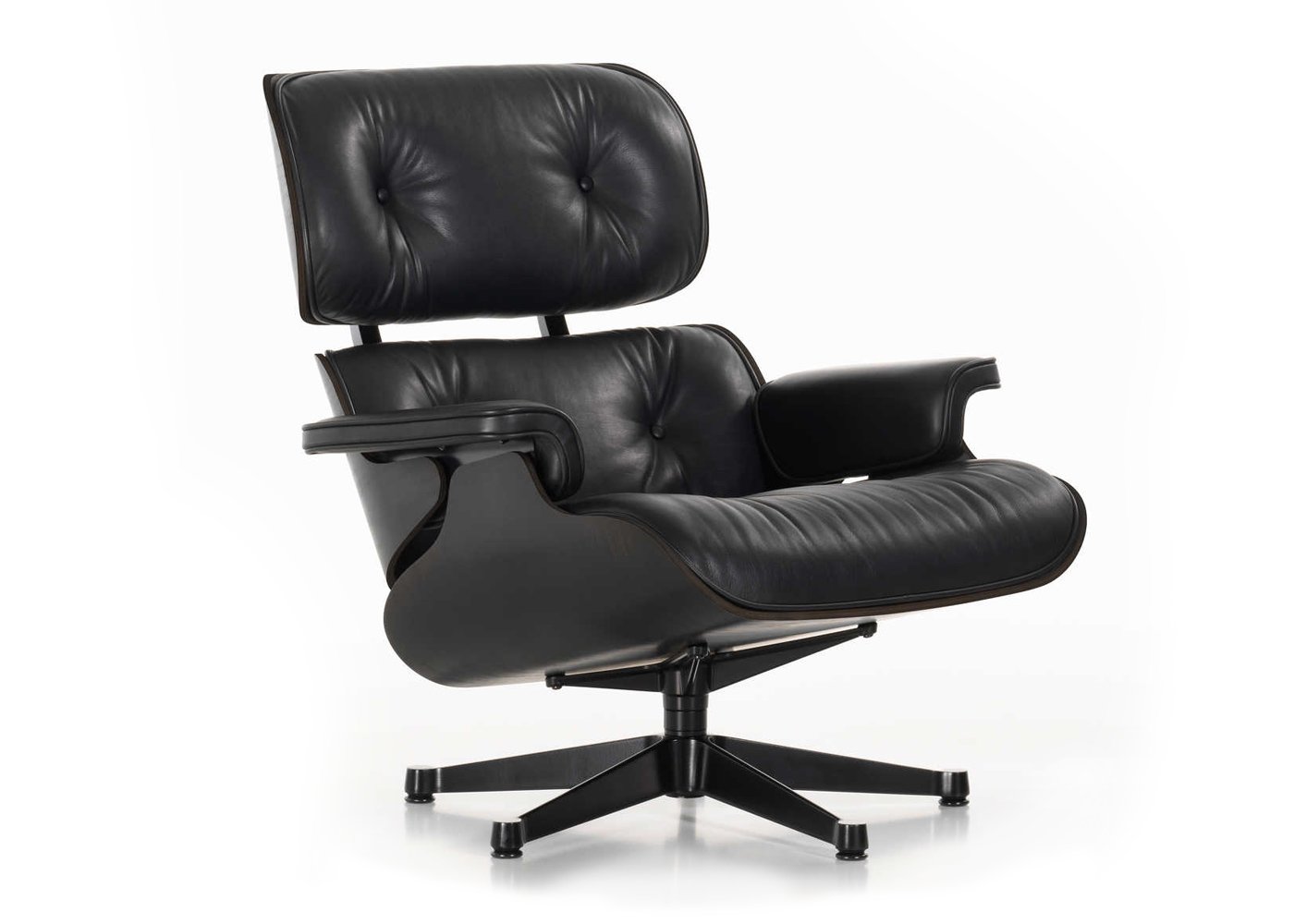 Vitra Tall Eames Lounge Chair in Black Ash & Black Leather