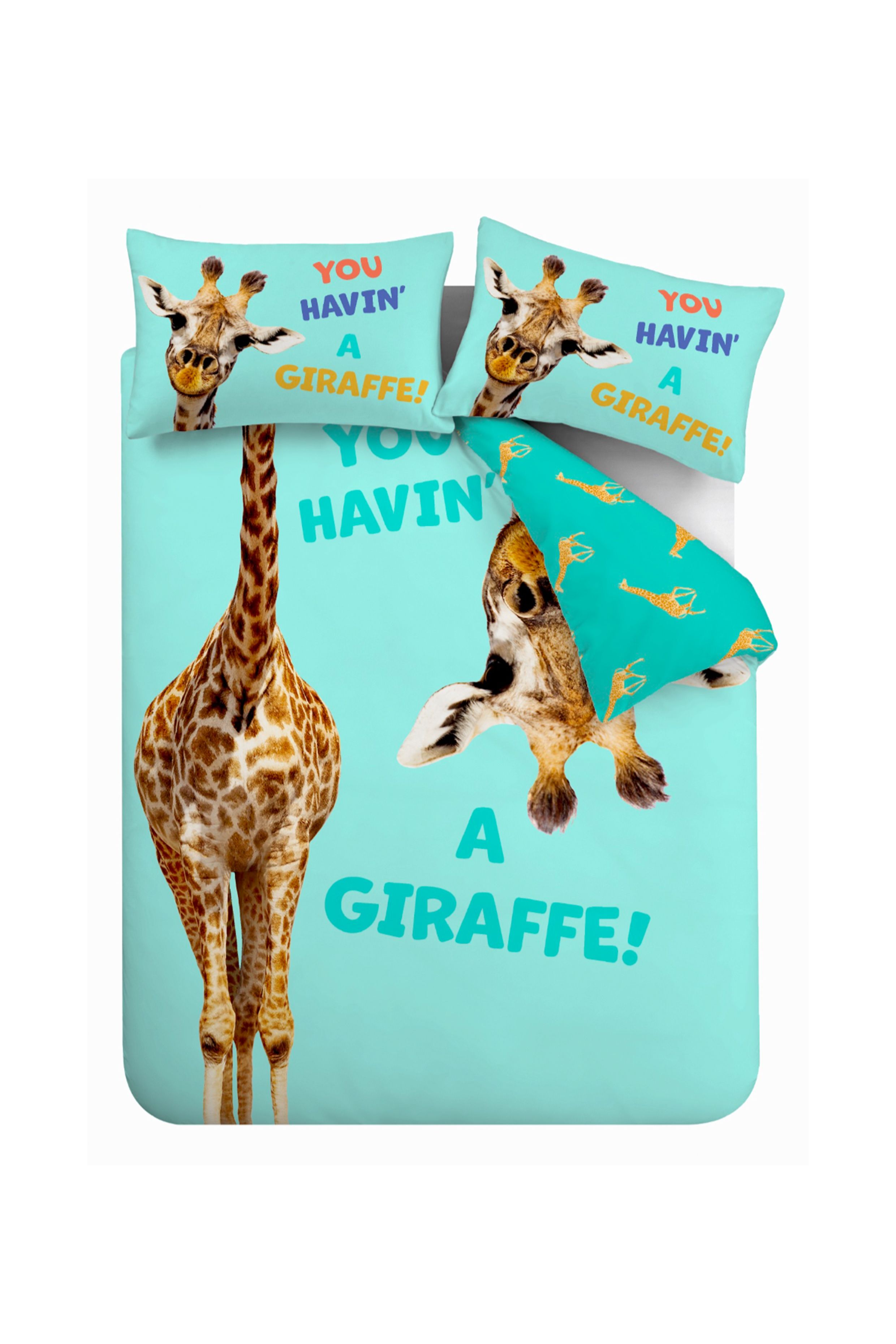 Catherine Lansfield 'Havin A Giraffe' Reversible Duvet Cover Set in Aqua 6