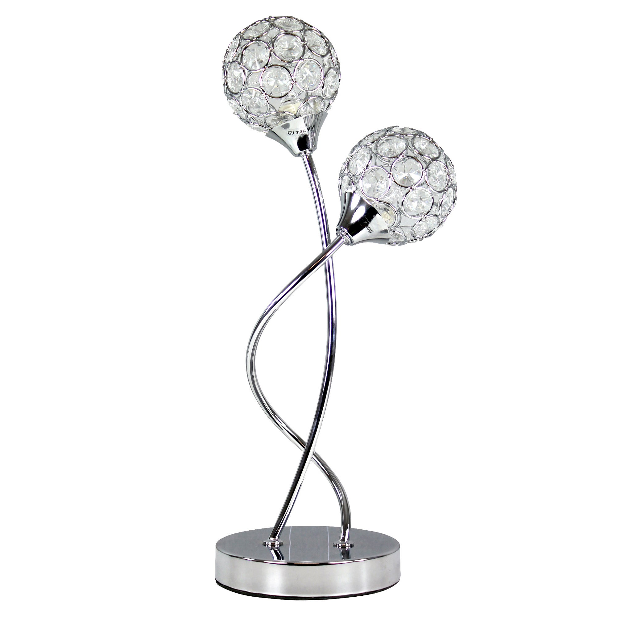 Sphere 2 Light Glass Table Lamp Silver