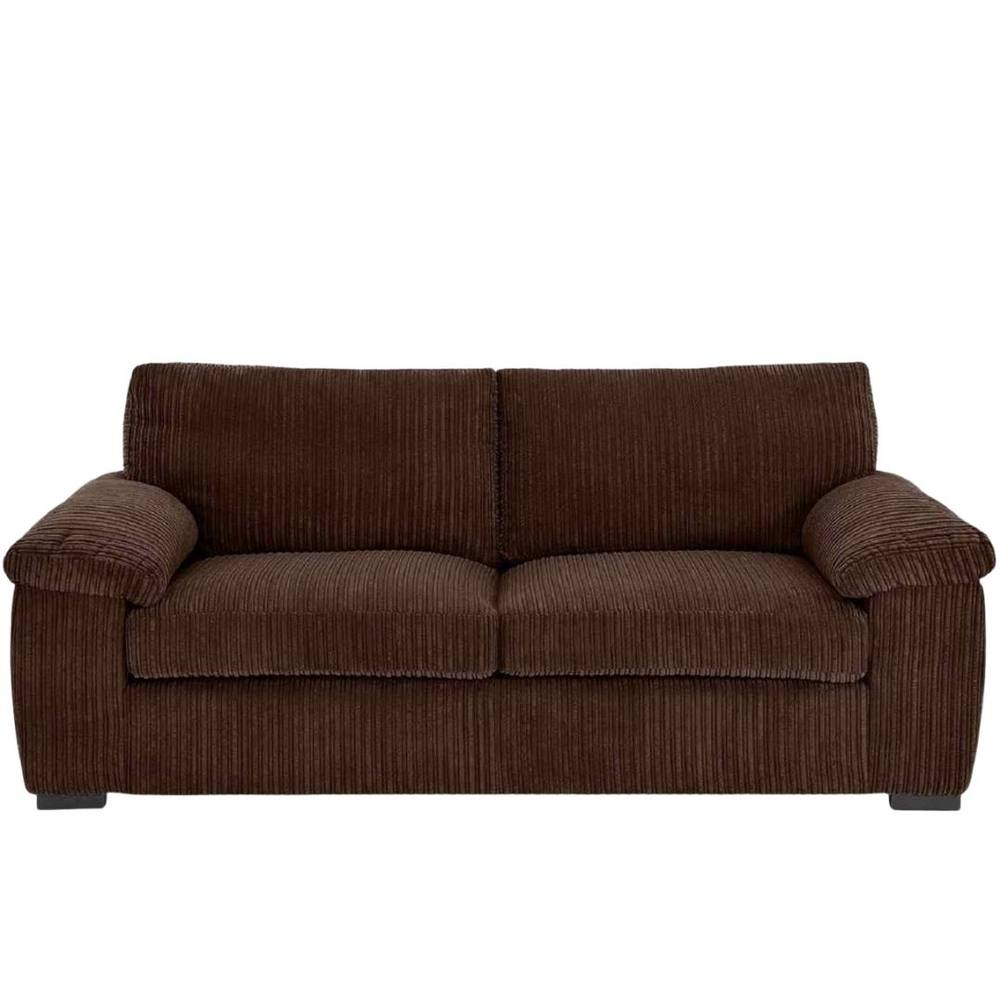 Bliss Furniture Jumbo Cord 3 Seater Sofa with Soft Cushions & Cord Fabric Brown