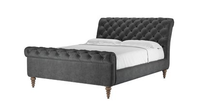 Knightsbridge King Bed in Armour Smart Velvet - sofa.com