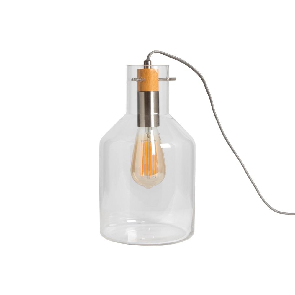 Holly Clear Glass Table Lamp, Chrome