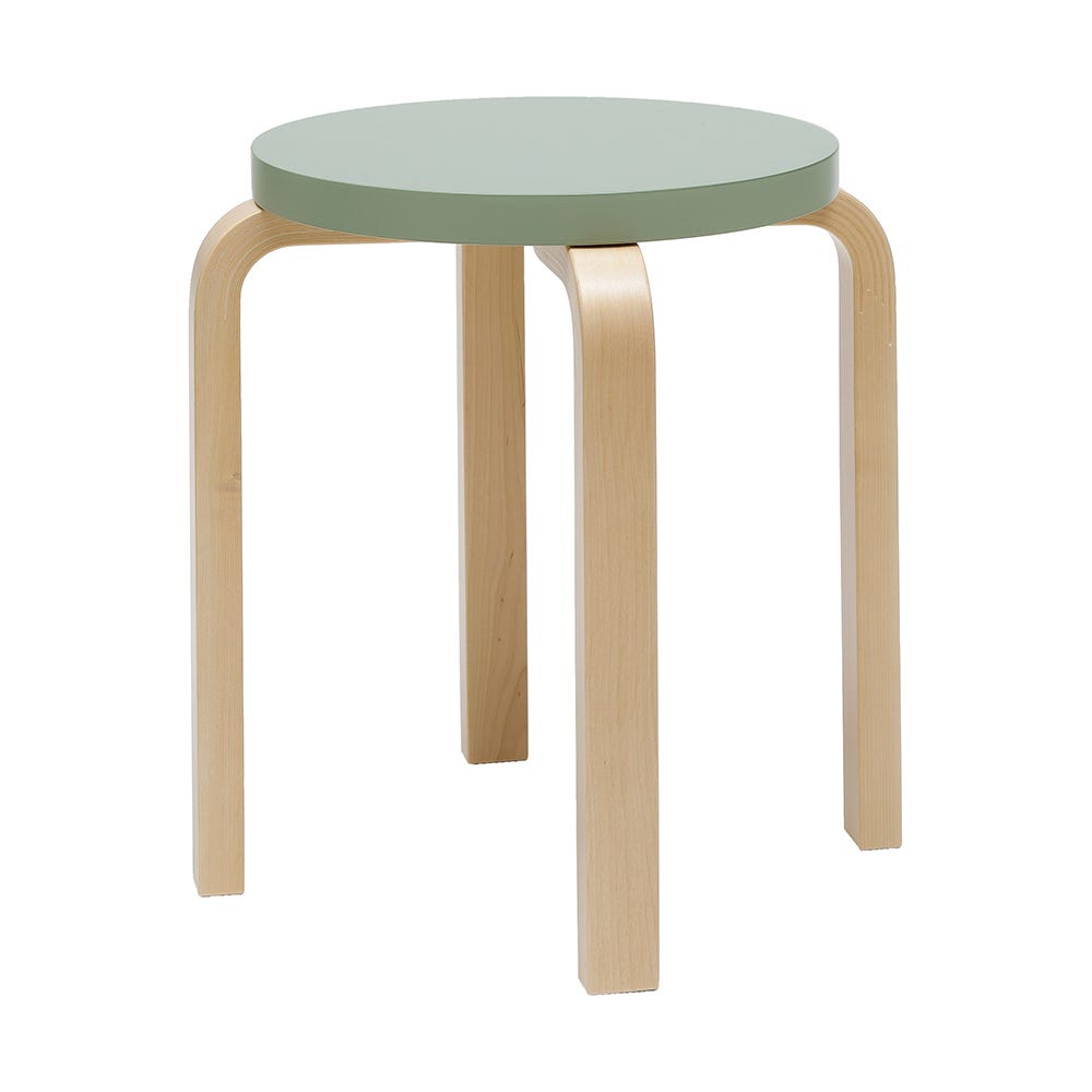 Artek Stool E60 Natural Lacquered Birch Green Lacquered 2