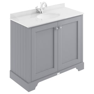 Bayswater Victrion Plummett Grey Traditional Freestanding Vanity Unit & White Marble Top Basin - 1000mm