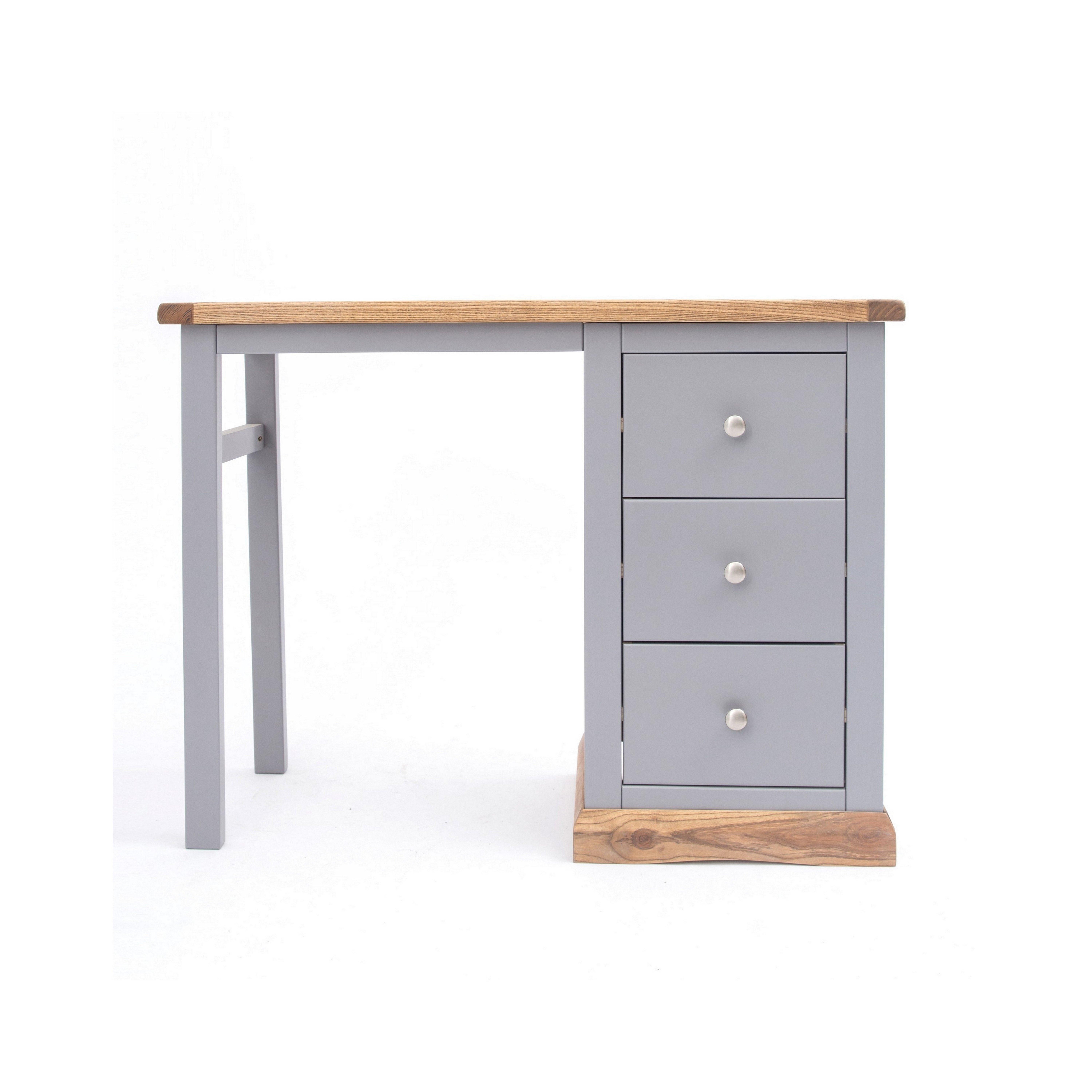 Cabinet Bits Biccari 3 Drawer Desk - Dressing Table Chrome Knob in Grey