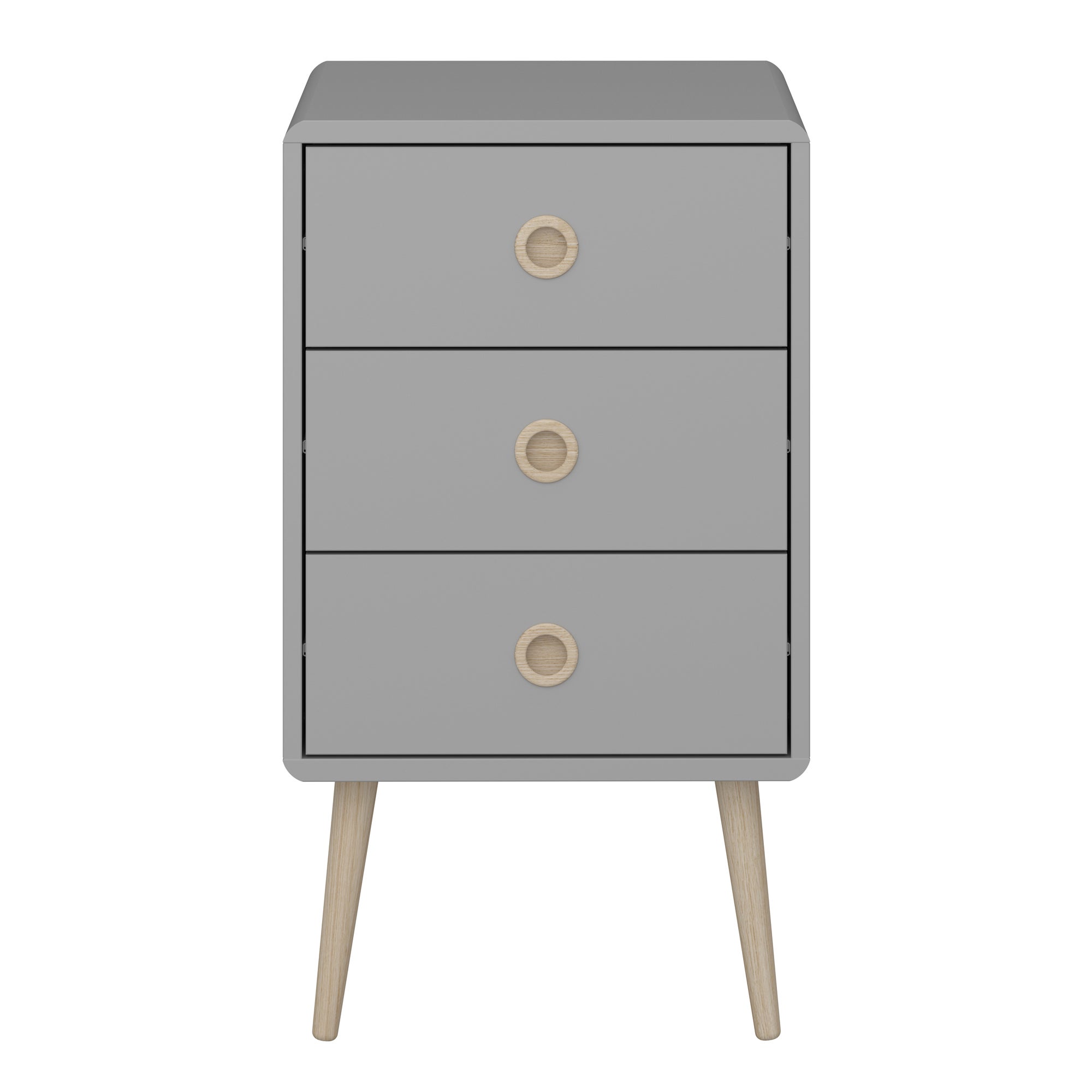 Softline 3 Drawer Bedside Table Grey