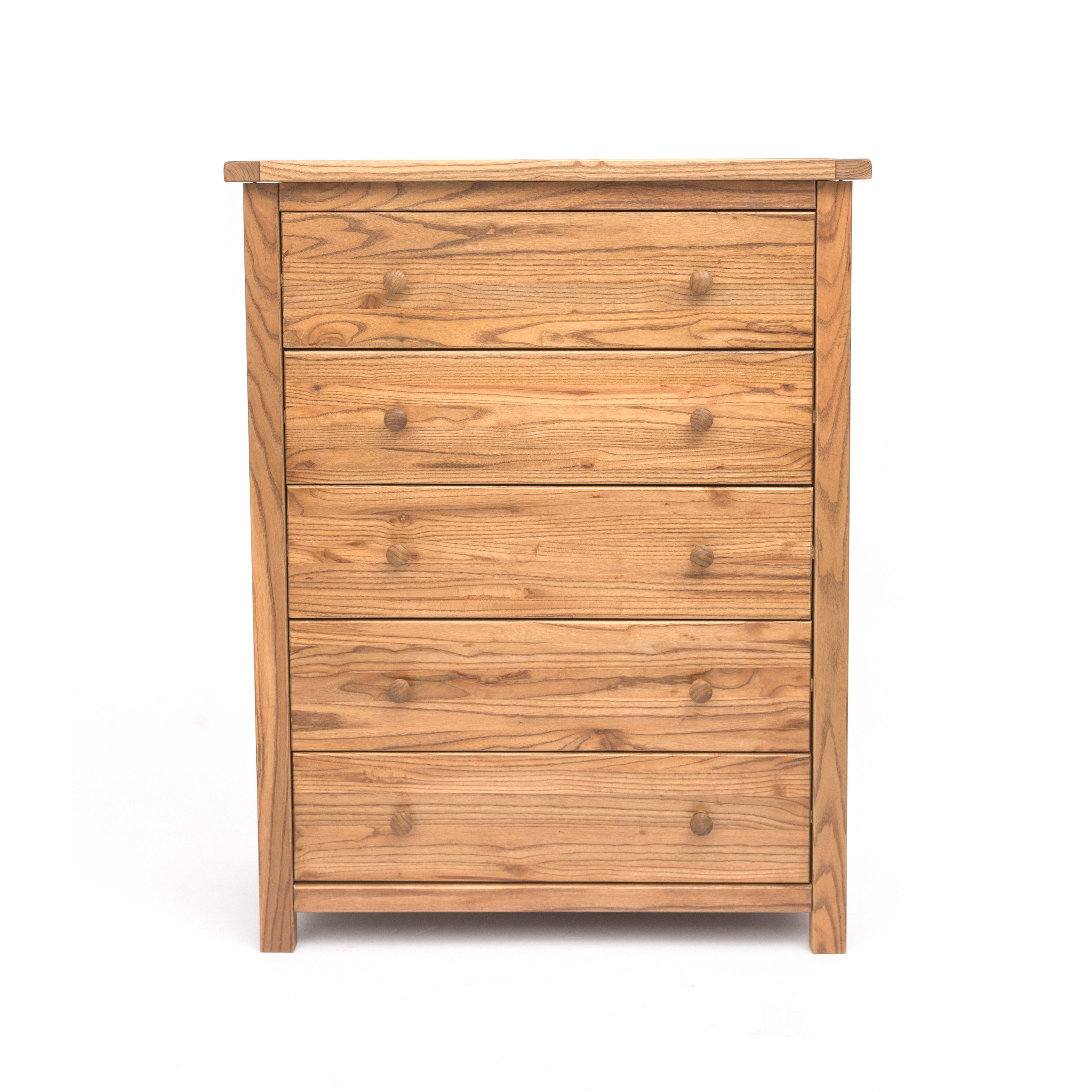 Cabinet Bits Trivento 5 Drawer Chest of Drawers Wood Knob in Natural