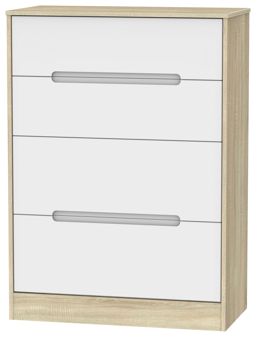 Toulouse 4 Drawer Chest - White & Oak Effect