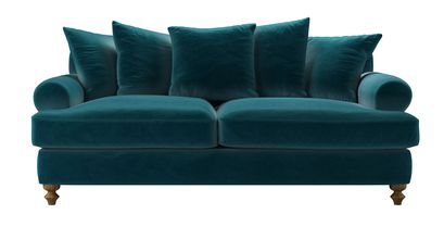 Teddy 3 Seat Sofa Bed in Deep Turquoise Cotton Matt Velvet - sofa.com