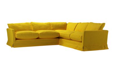 Otto Asym. Crn: LHF 2.5 Seat w RHF 2 Seat in Canary Cotton Matt Velvet - sofa.com