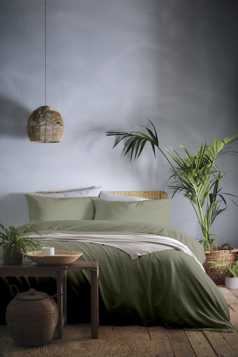 Appletree 'Cassia' 100% Natural Cotton Duvet Cover Set in Khaki