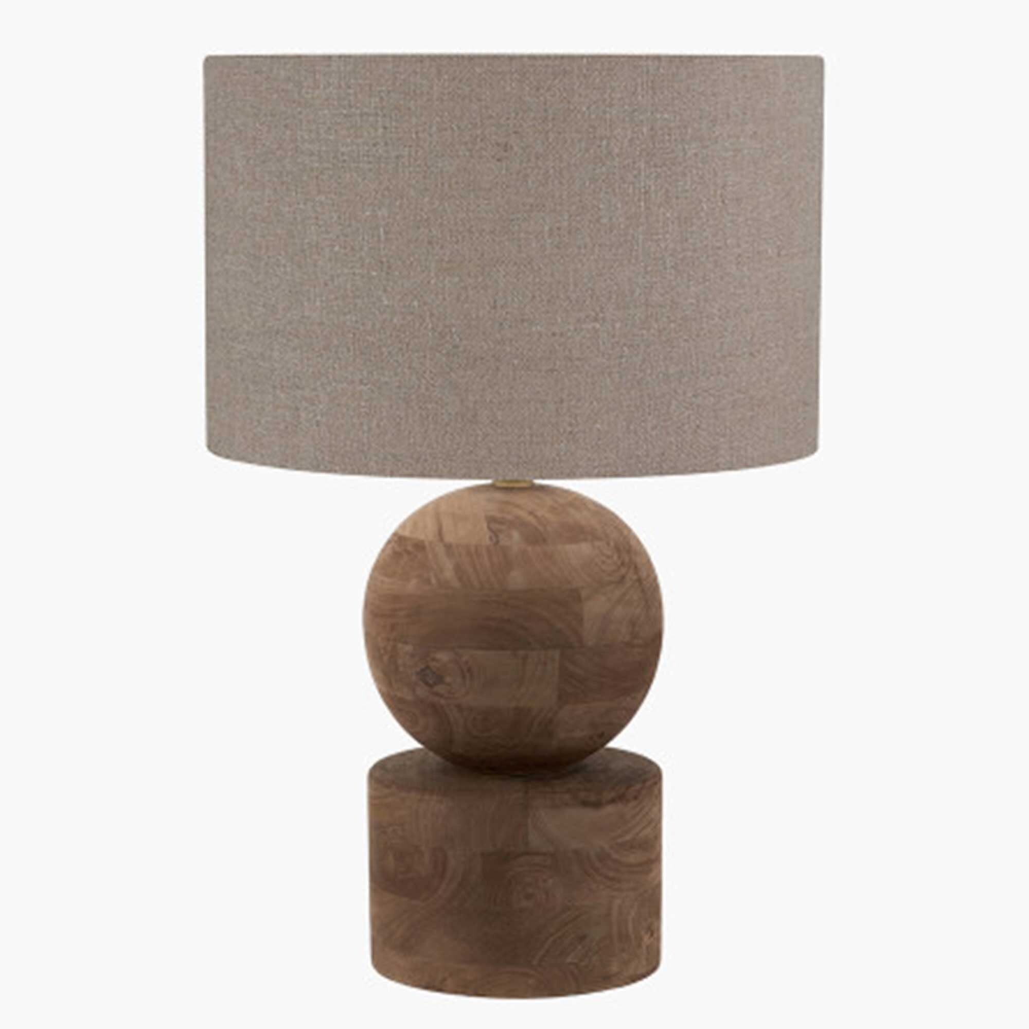 Dark Wood Rounded Table Lamp, Brown | Barker & Stonehouse