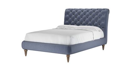 Knightsbridge (No Footboard) Double Bed in Sapphire Smart Velvet - sofa.com