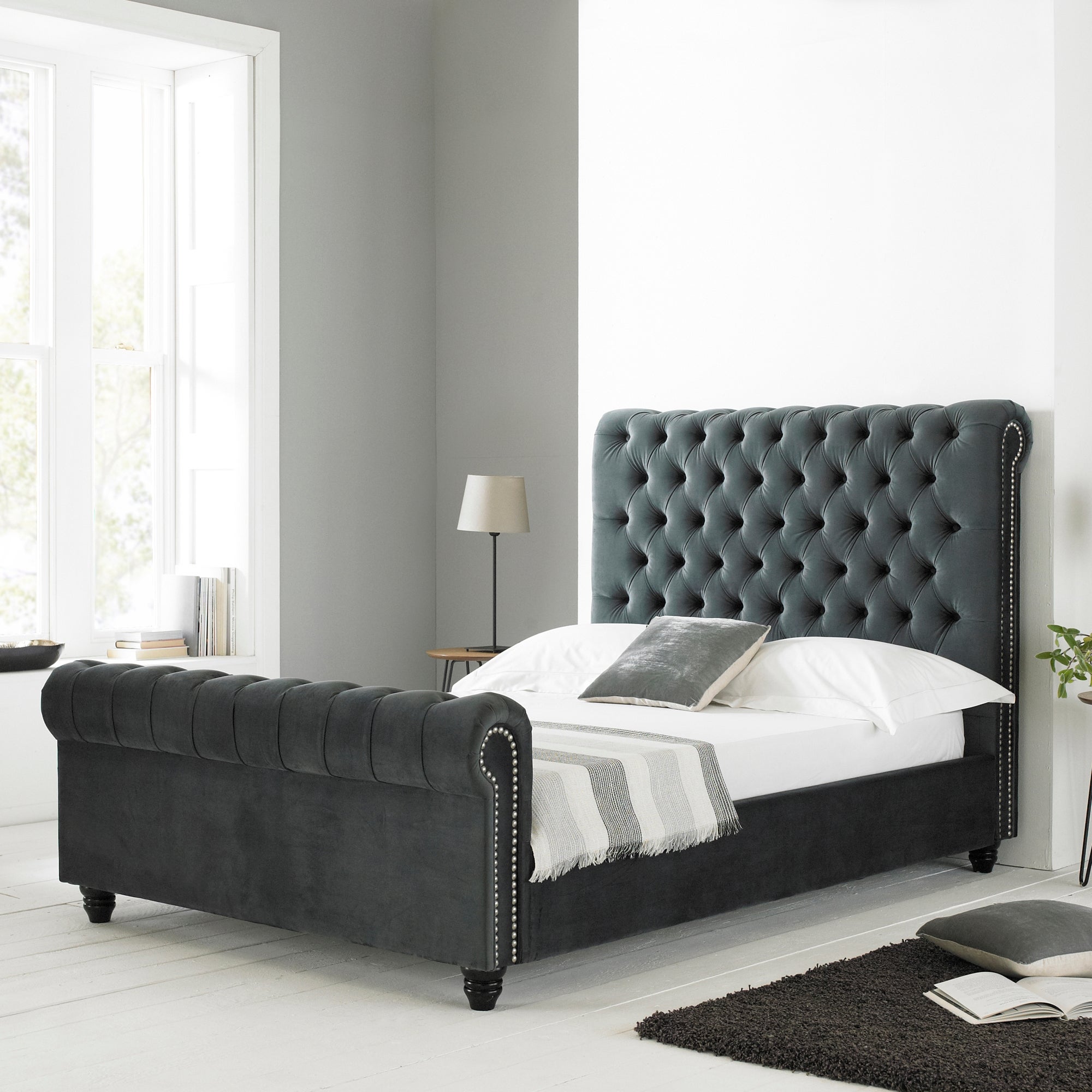 Paris Scrolled Bed Frame Dark Grey