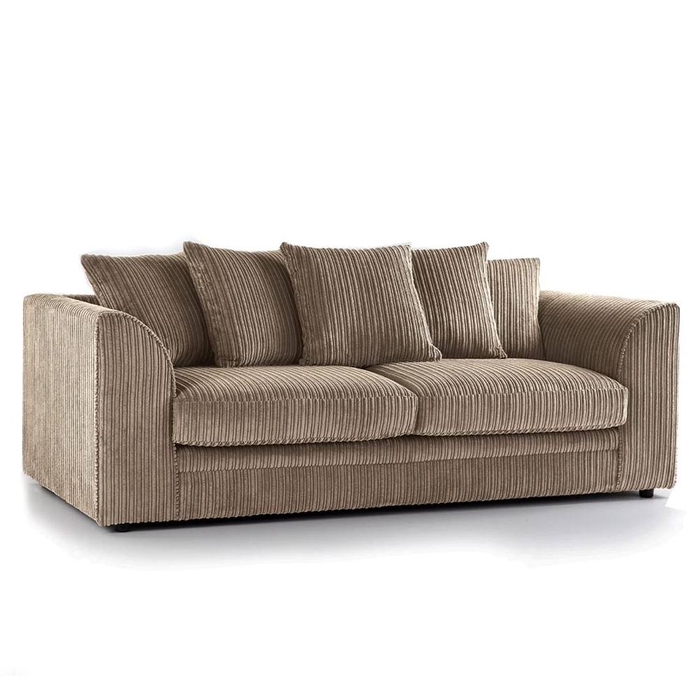 Bliss Furniture Jumbo Cord Dylan 3-Seater Scatter Back Sofa in Beige, Comfy & Stylish in Beige