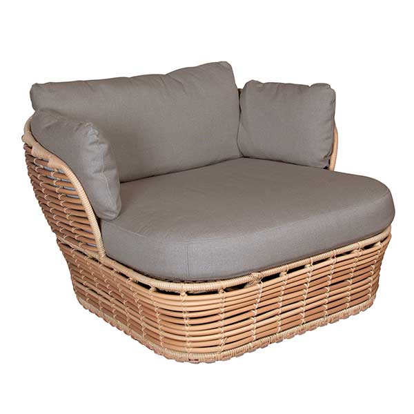 Cane Line Basket Garden Lounge Chair in Natural with Taupe Fabric