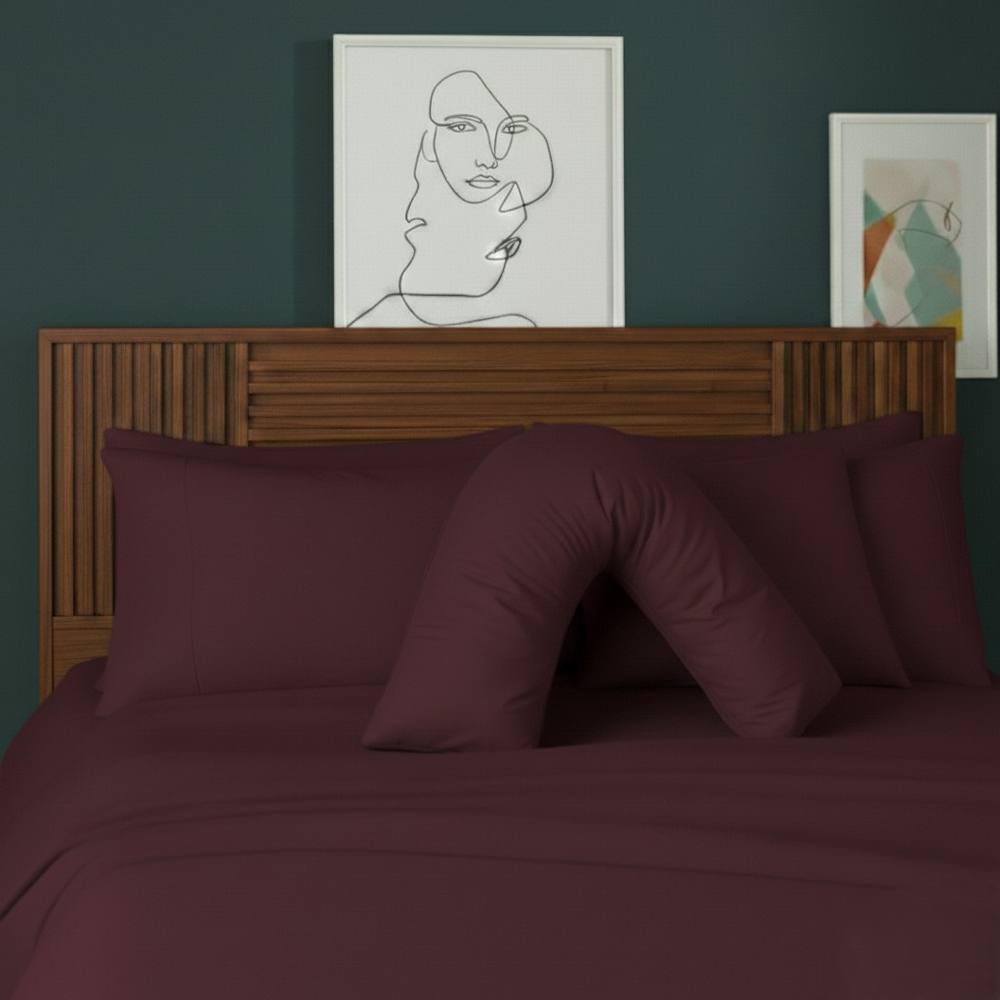 Snug City V Shape Pillowcase for Support Maternity Pillows Polycotton Easy Care in Wine