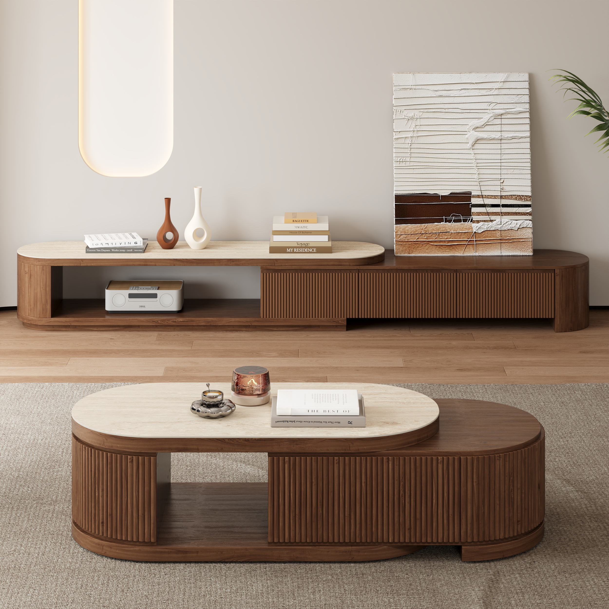 Velar 71" Extendable TV Stand & Coffee Table Set