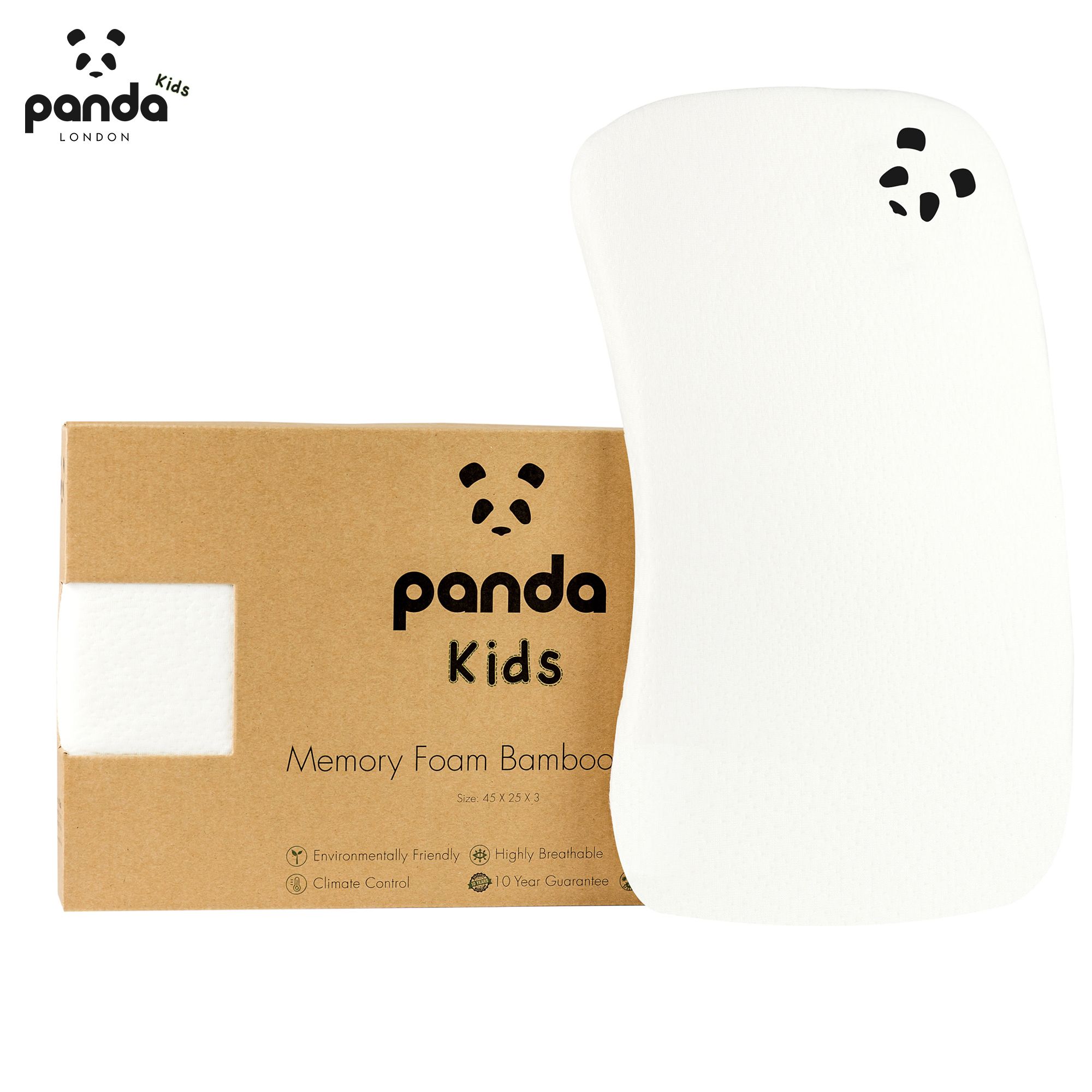 Panda London Memory Foam Bamboo Baby Pillow in White