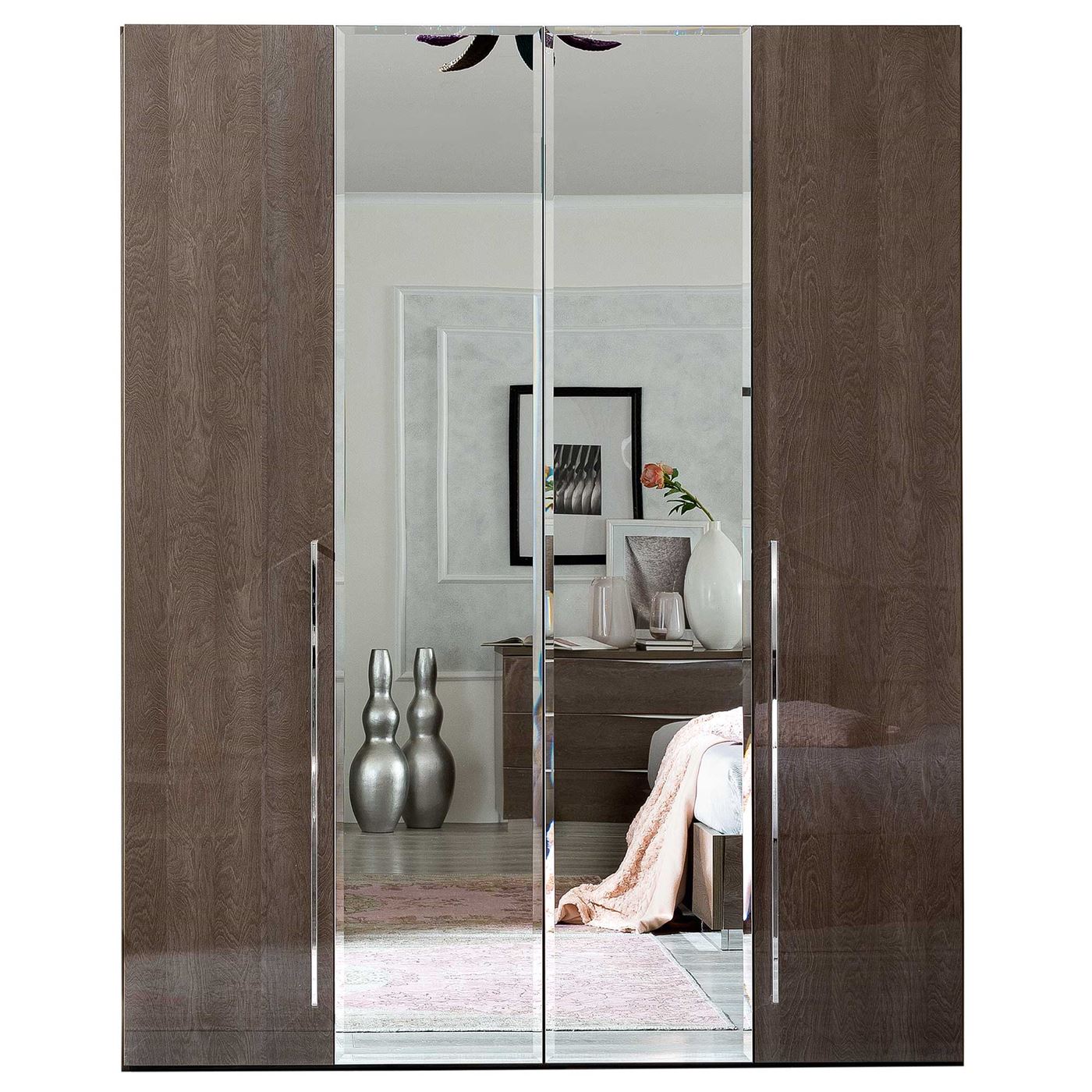 Lutyen 4 Door Wardrobe, Grey and Taupe