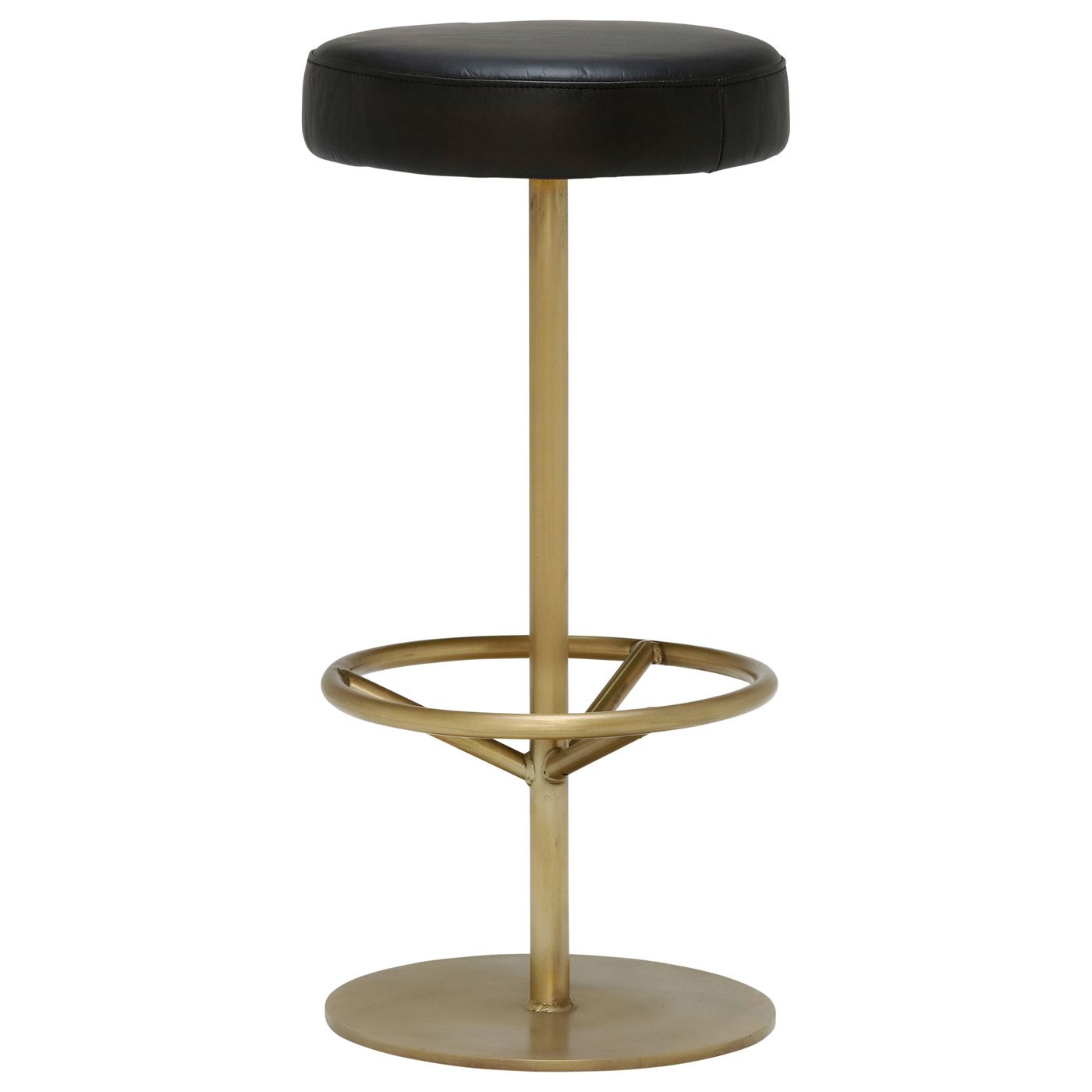 Jett Barstool, Fumee Leather and Antique Brass