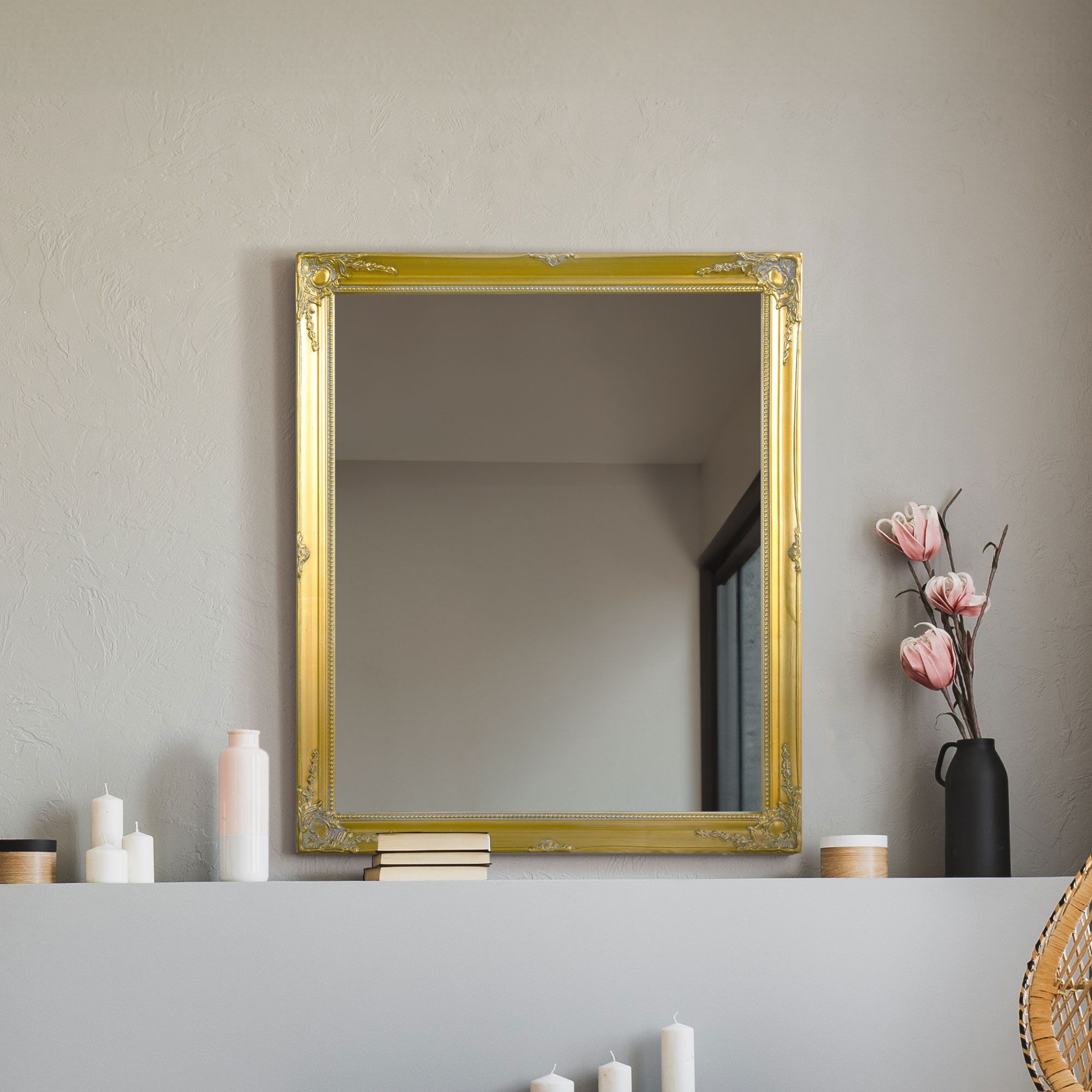MirrorOutlet Fraser Gold Beaded Wall Mirror 71 x 61 CM