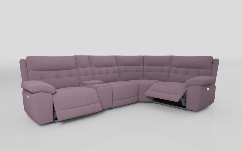Purple Fabric Belford 3 Corner 1 Power Sofa with Console & Headtilt