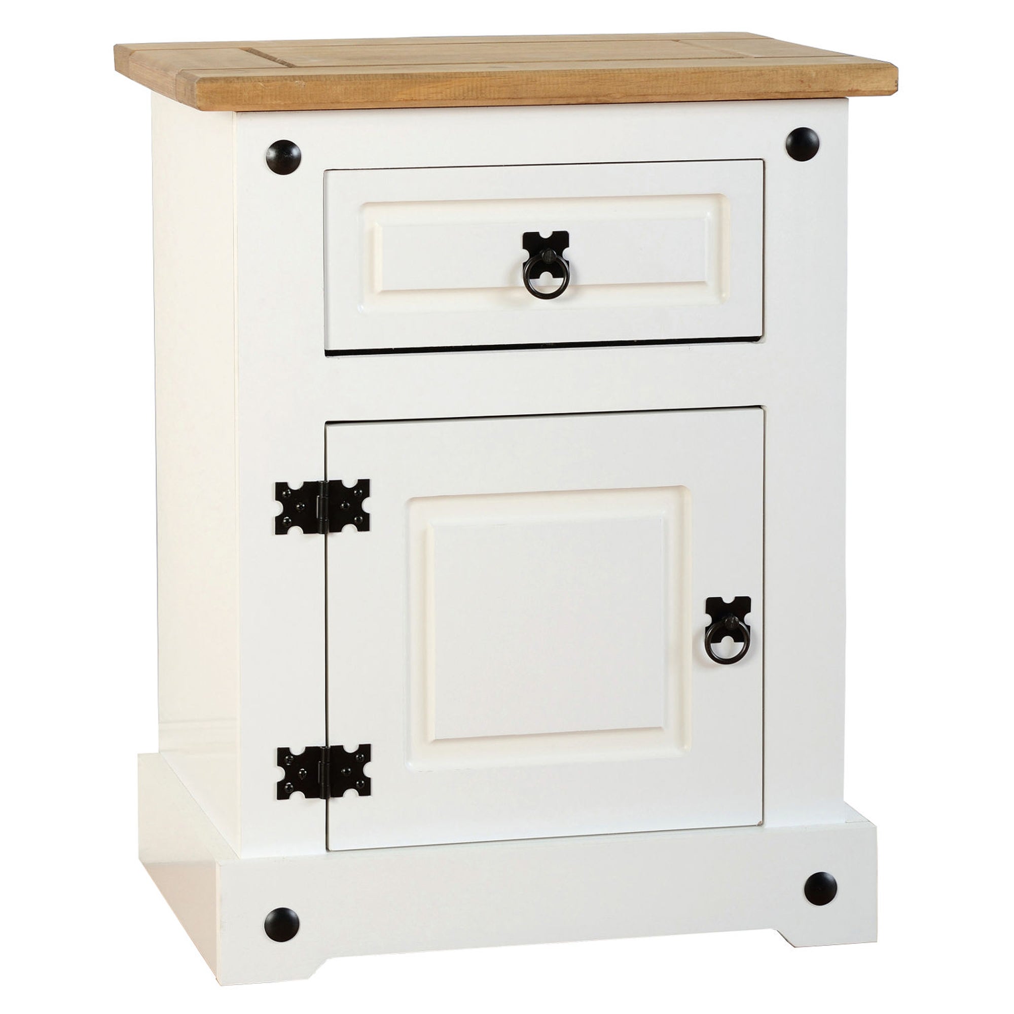 Corona 1 Drawer Bedside Table White