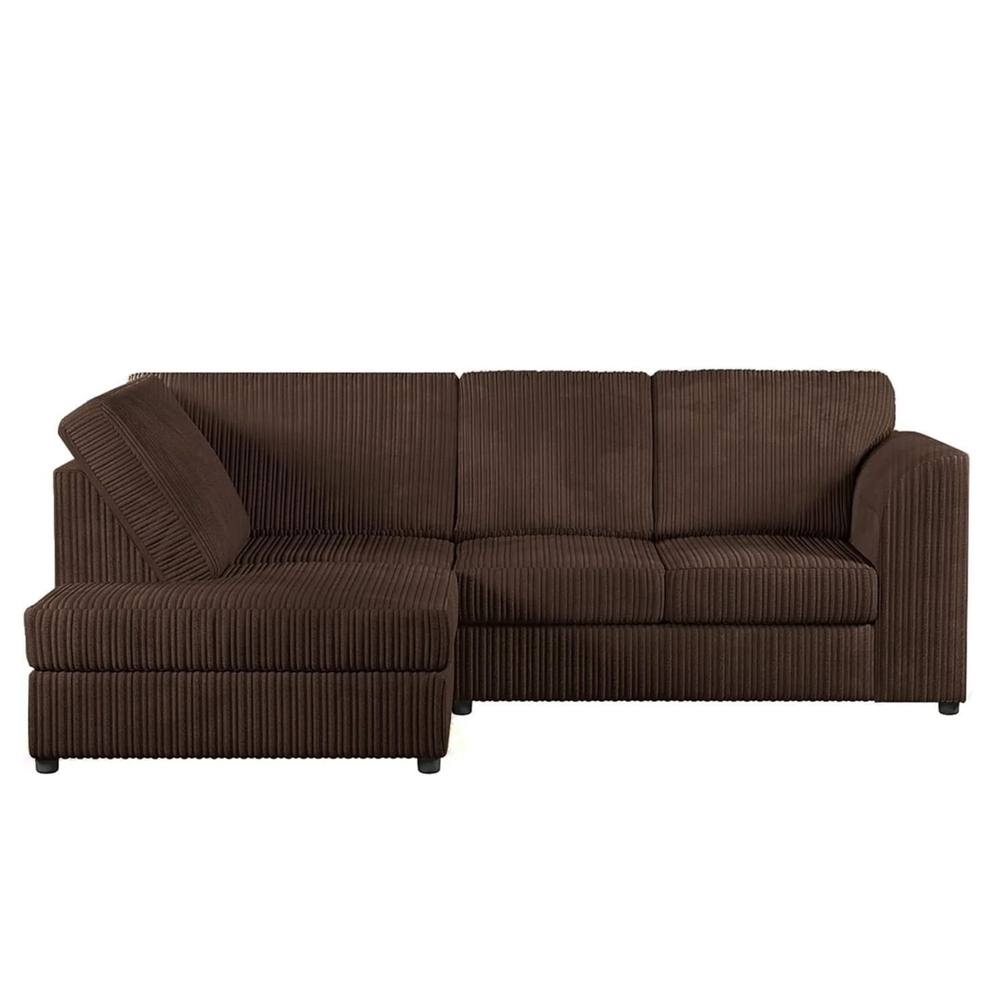 Bliss Furniture Jumbo Cord High Back Left Hand 4 Seater Corner Sofa in Brown