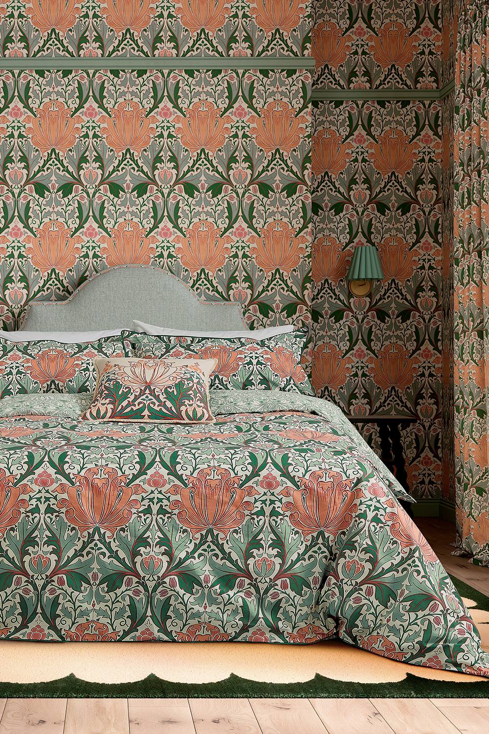 Morris & Co 'Helena' Cotton Duvet Cover Set in Teal