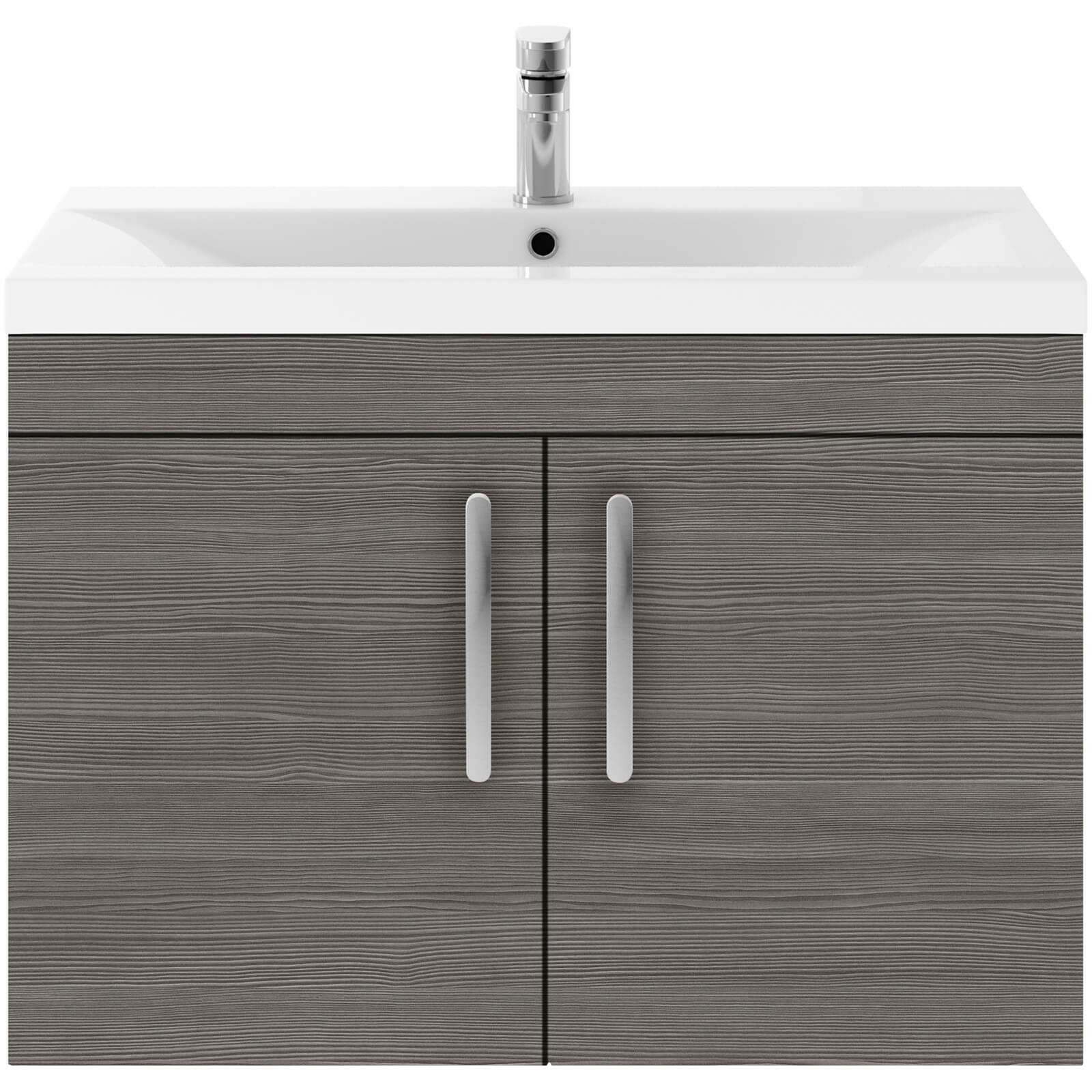 Balterley Rio 800mm Wall Hung 2 Door Vanity With Worktop - Brown Grey Avola