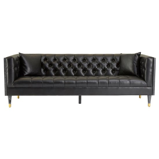 Meridiana Black Faux Leather 3 Seater Sofa