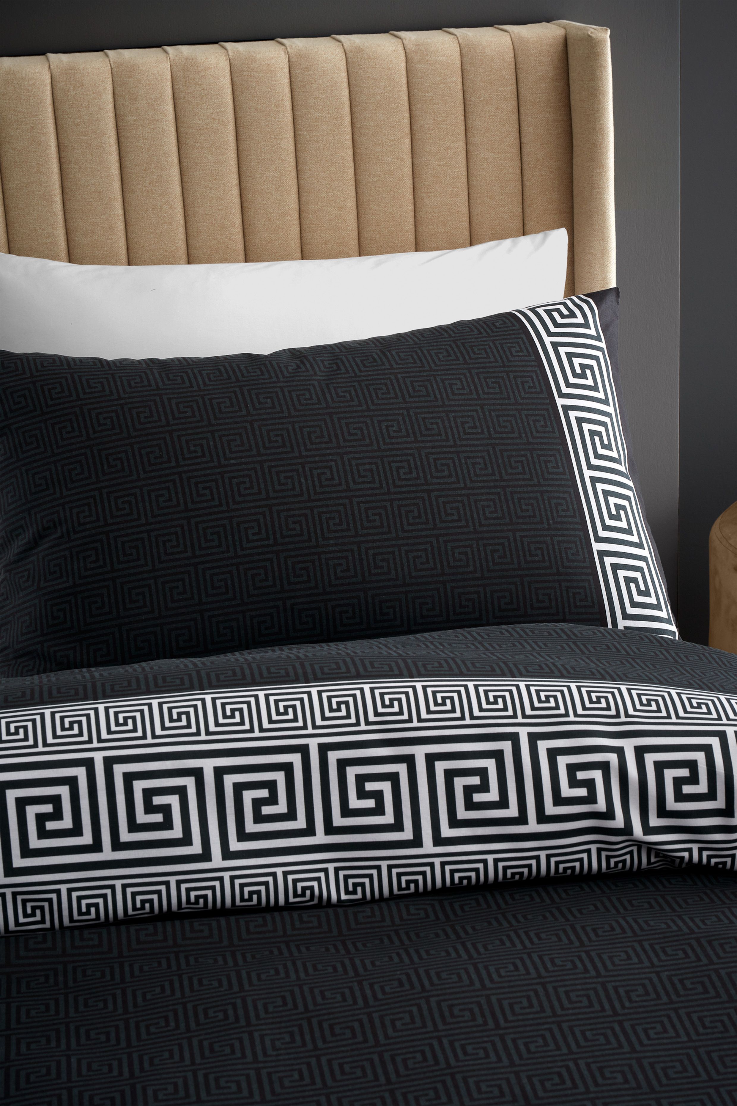 Catherine Lansfield 'Artemis Greek Key' Reversible Duvet Cover Set in Black 3