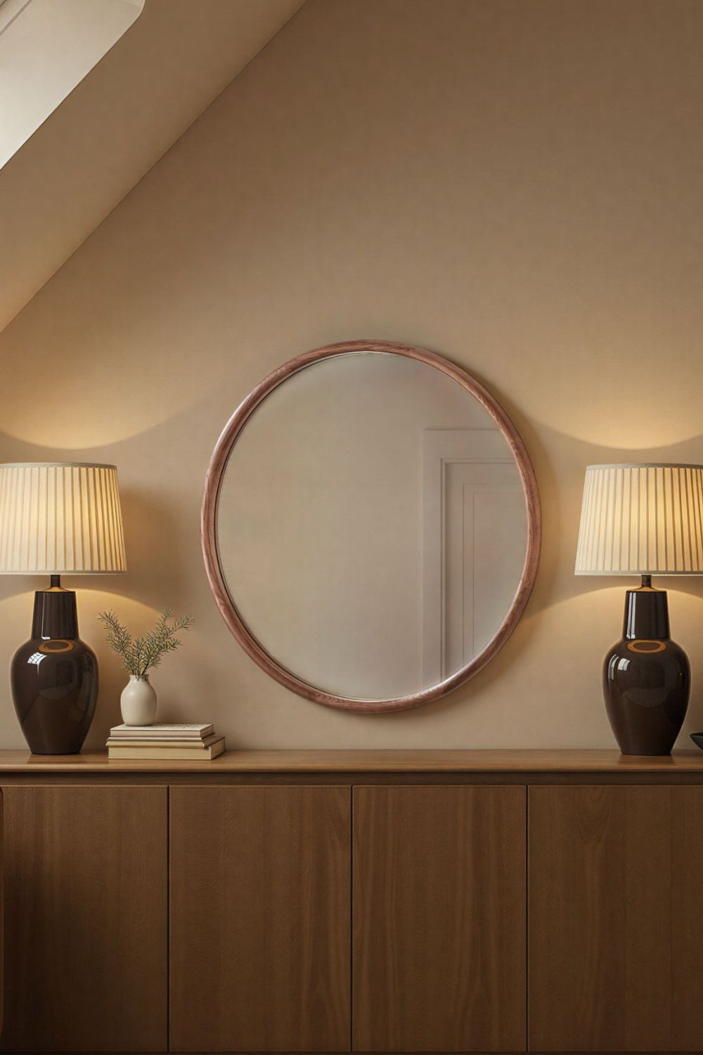 Yearn Mirrors Beaufort Walnut Round Wood Mirror