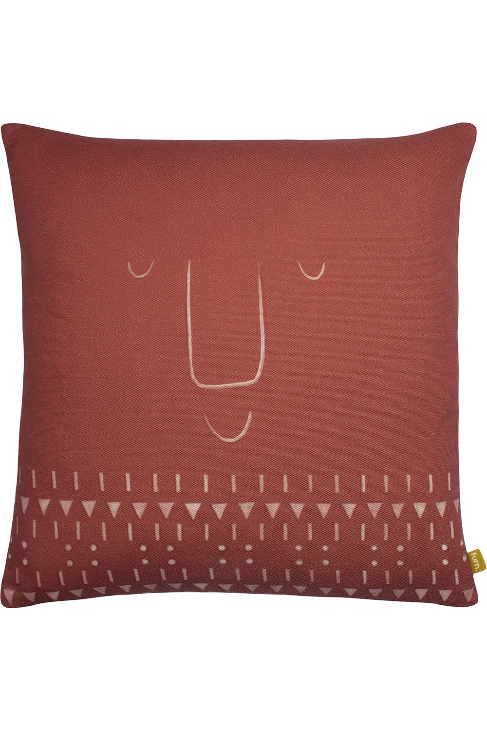 Furn Pacha Abstract Face Geometric Cushion in Terracotta