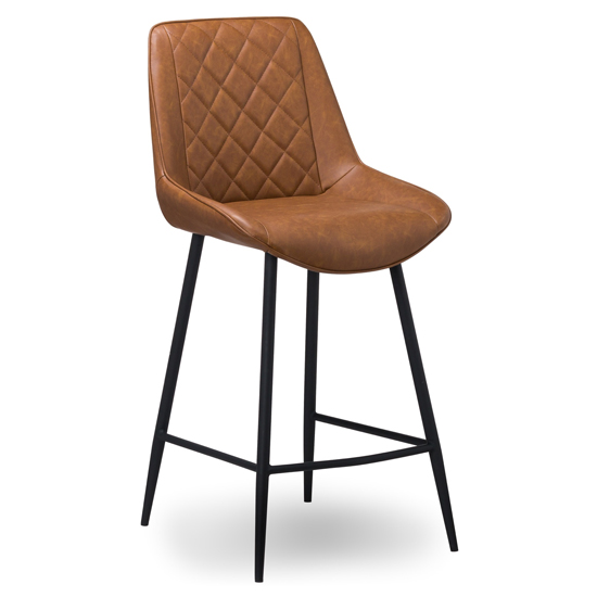 Oston Faux Leather Bar Stool In Tan