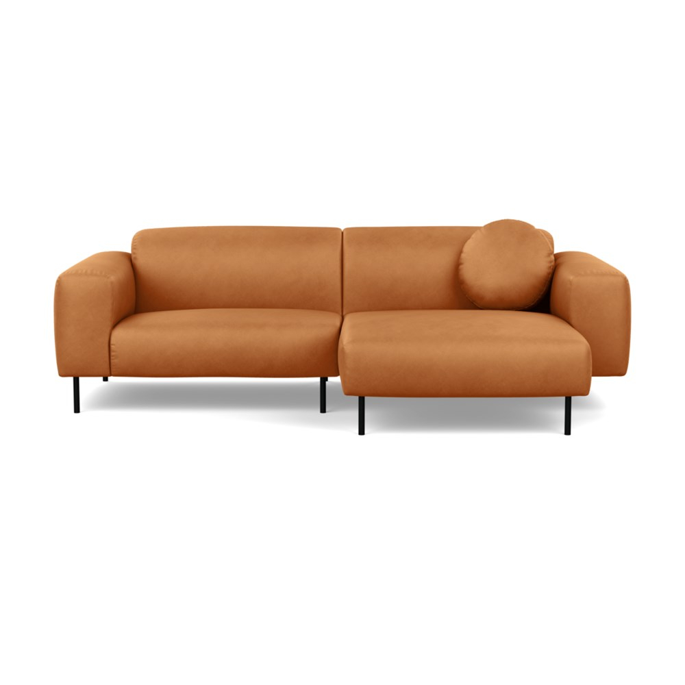 Heal's Luna Right Hand Facing Corner Chaise Sofa Luxury Leather Canella Black