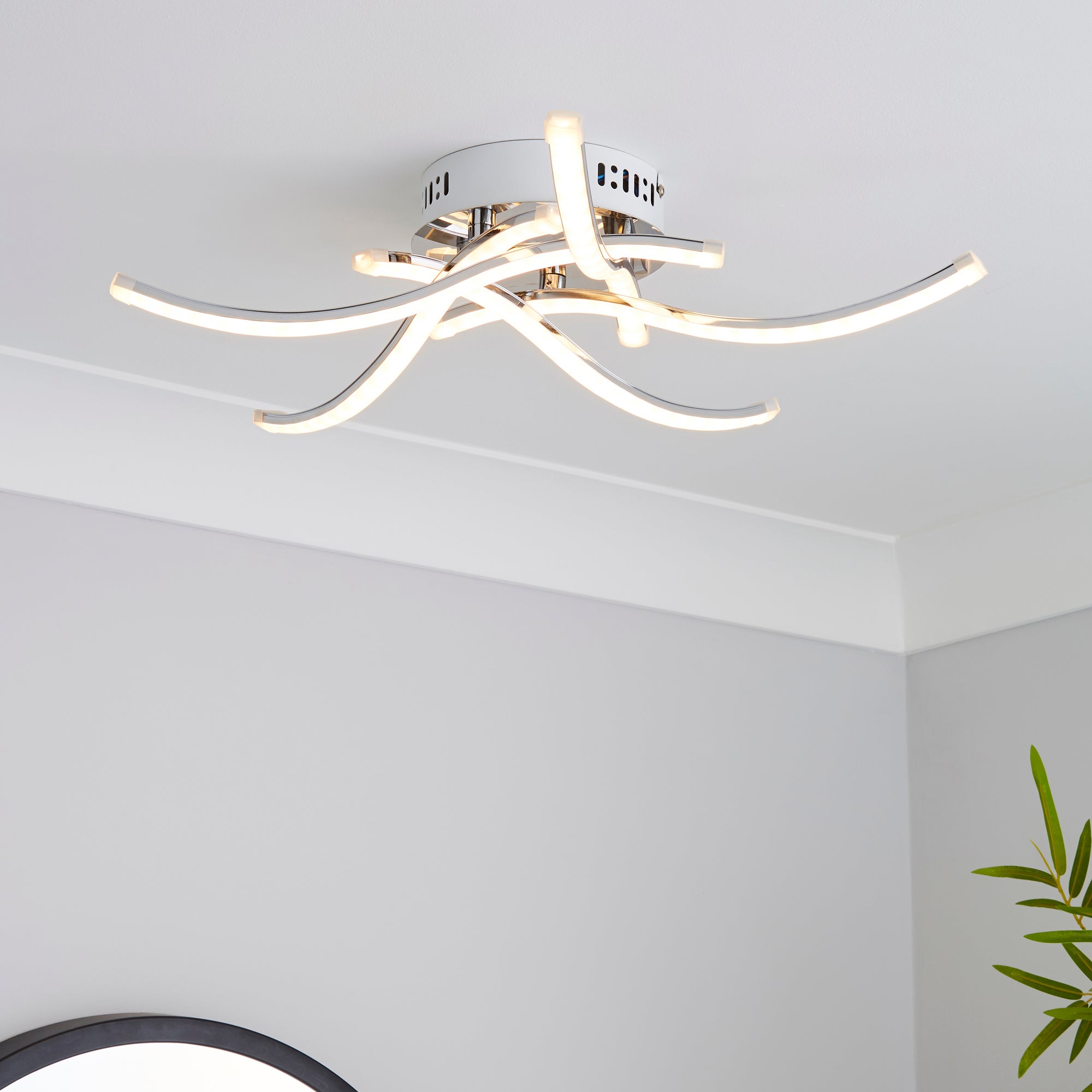 Layla 5 Light Integrated LED Semi-Flush Ceiling Fitting Silver