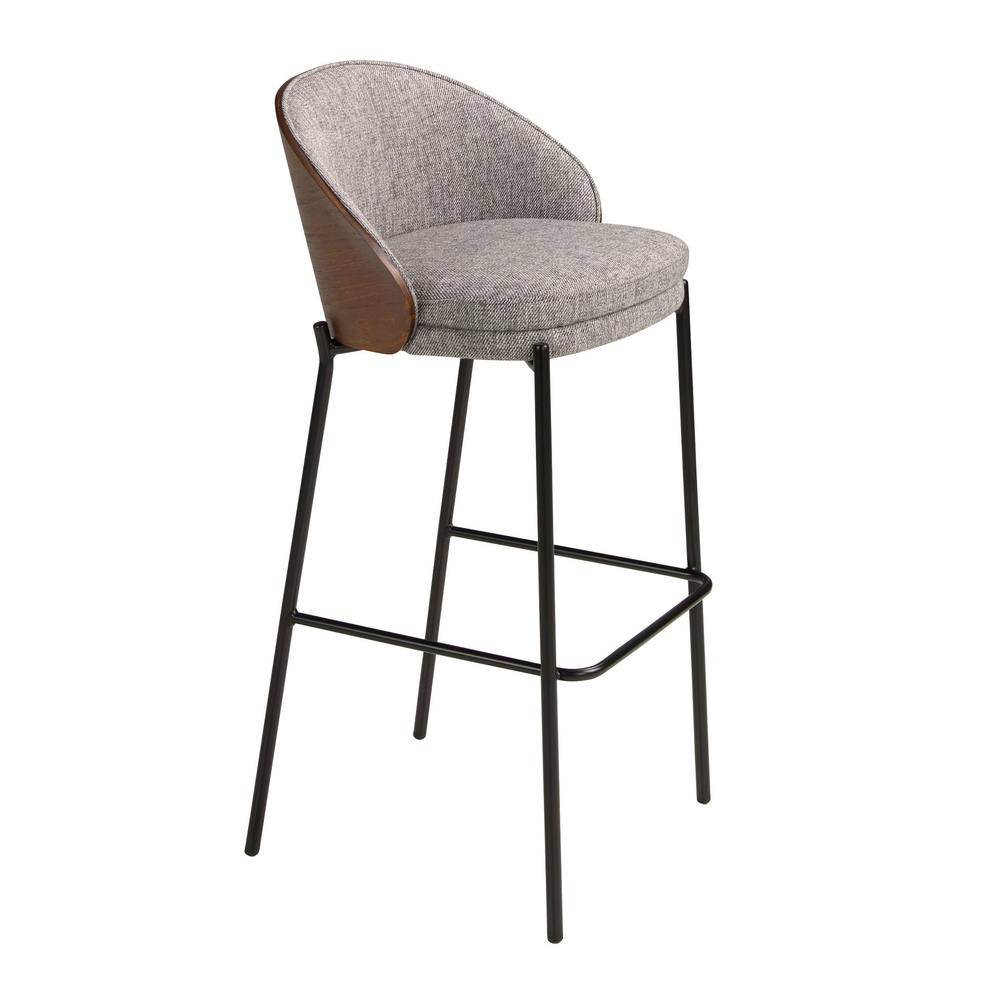 Angel Cerda Grey Fabric & Walnut Dining Stool, 53x51x98 cm