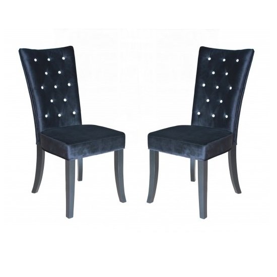Belfast Dining Chair In Crushed Black Velvet in A Pair