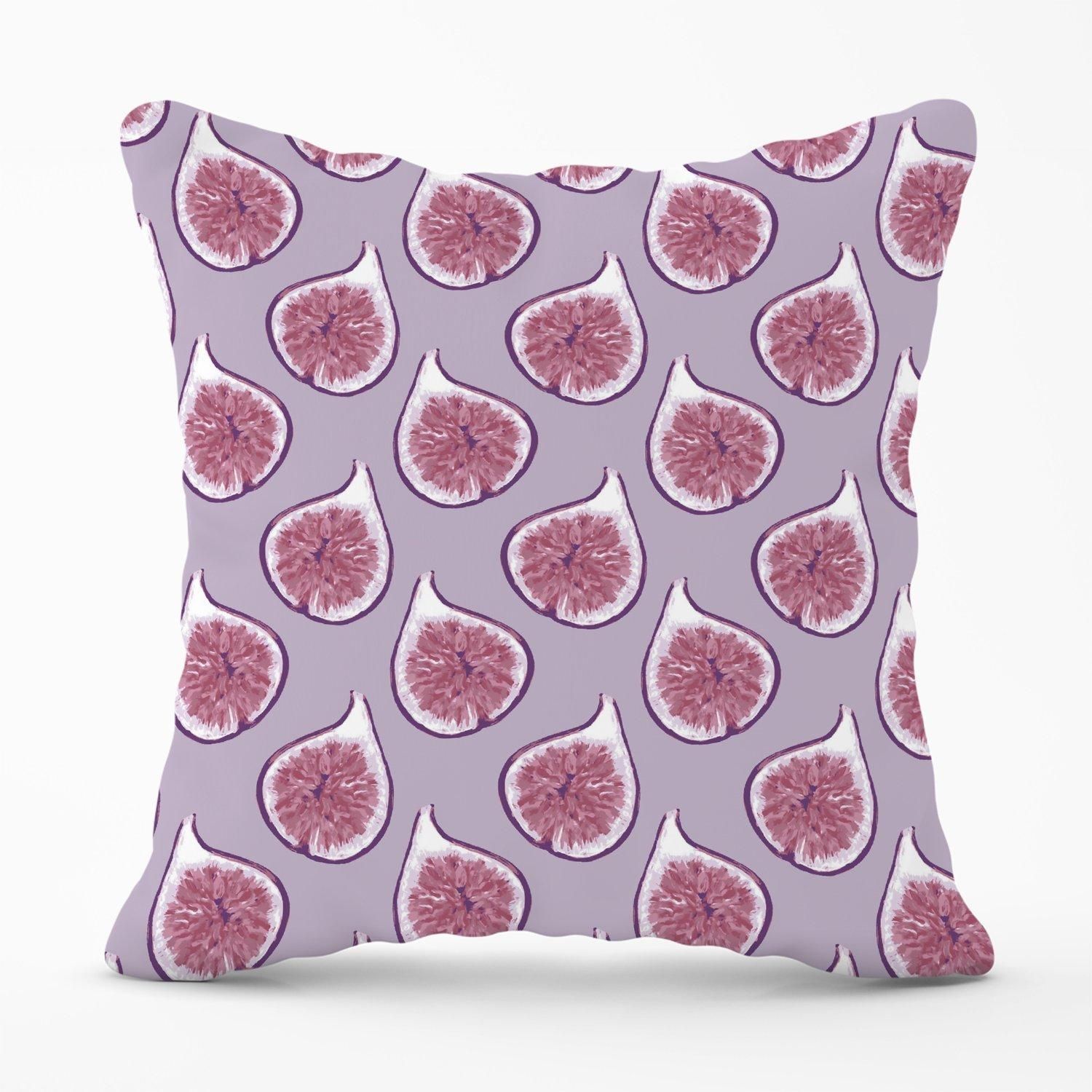 Warren Reed - Designer Modern Fig Pattern Outdoor Cushion in Purple