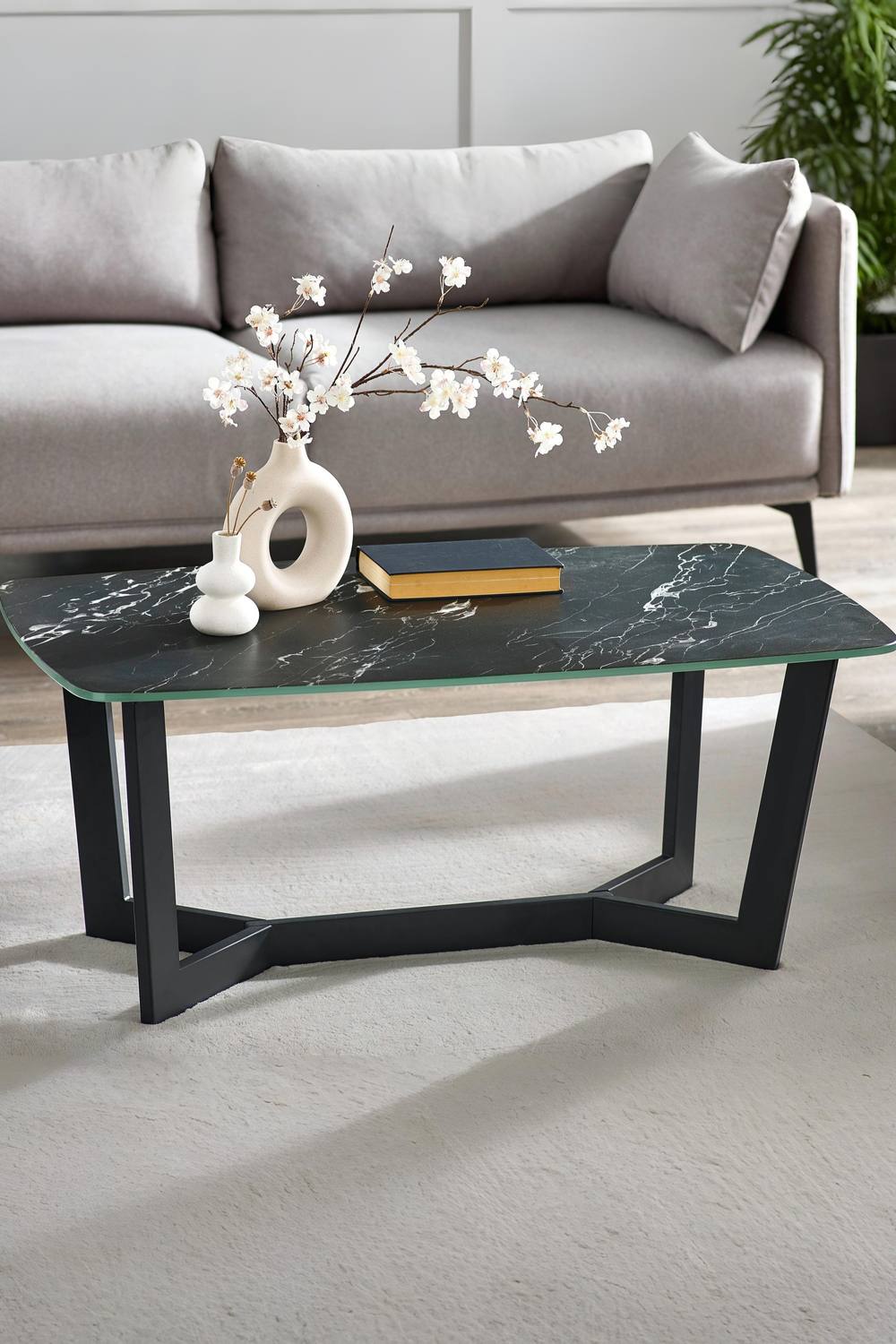 Julian Bowen Olympus Glass Top Coffee Table in Black