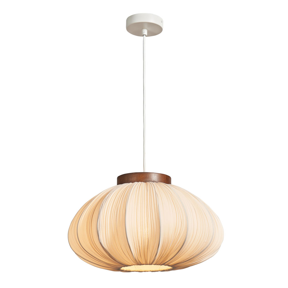 Daisy Pleated Shade Ceiling Pendant, Wood