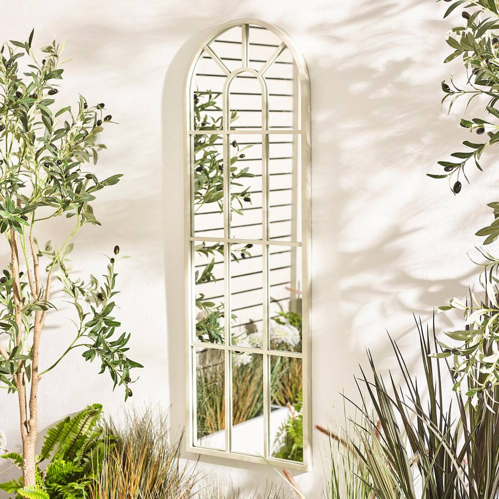 FurnitureboxUK Harris Cream Large Arched Window 120x40cm Garden Mirror