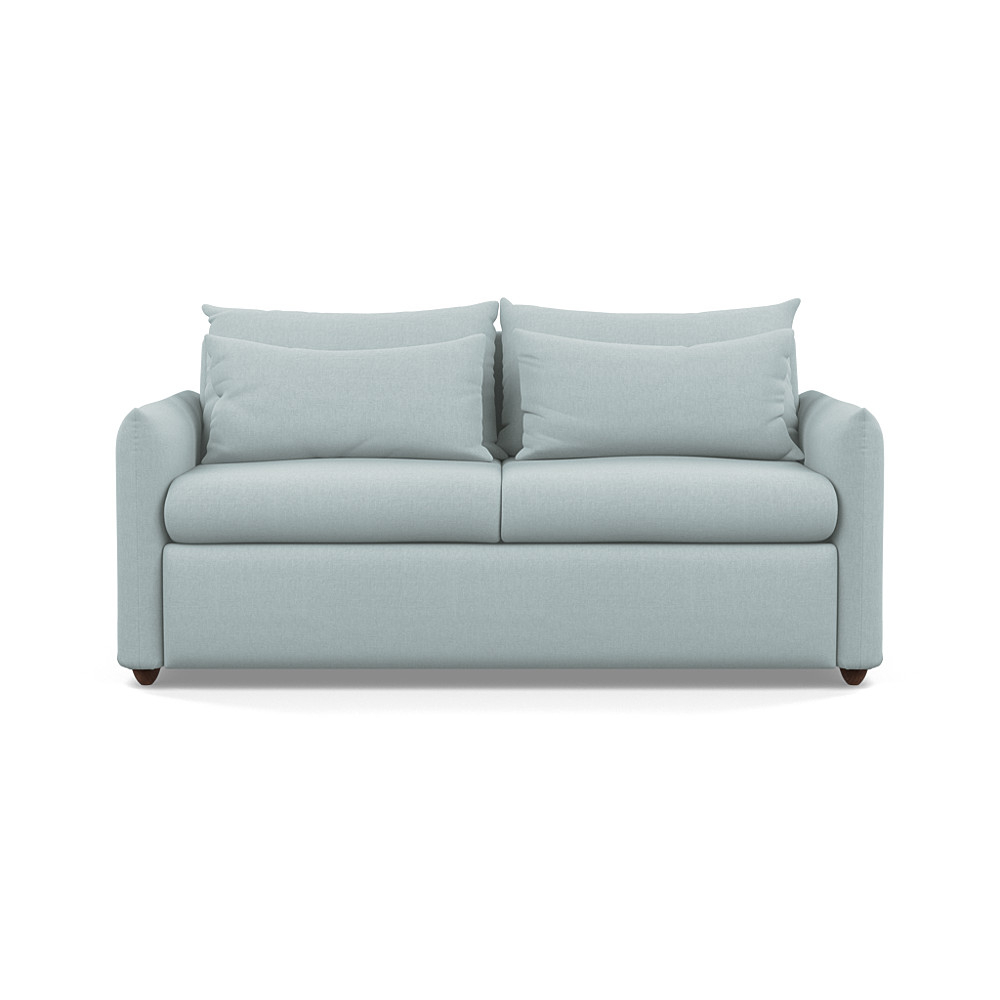 Heal's Pillow 3 Seater Sofa Bed Brushed Cotton Mist Chestnut Stain Feet