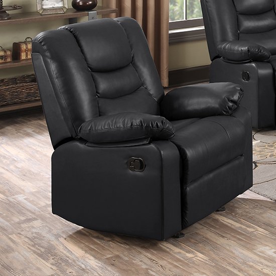Gruis LeatherGel And PU Recliner 1 Seater Sofa In Black