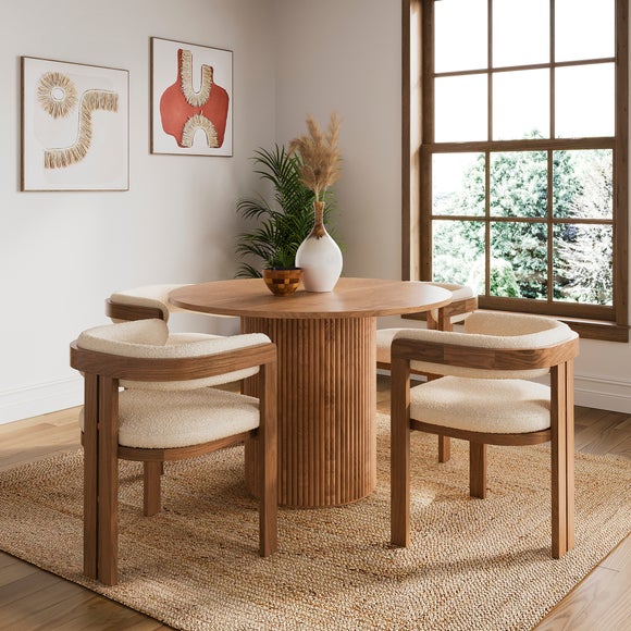 Amari 4 Seater Round Dining Table, Oak