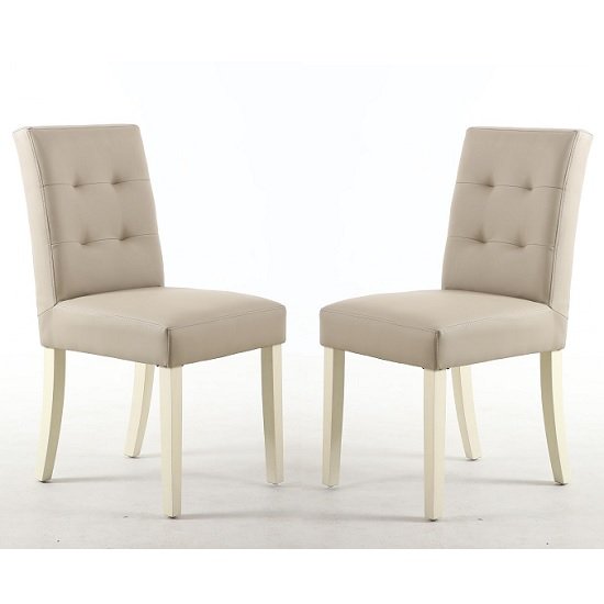 Artois Dining Chair In Ivory Matt Bonded Leather And Cream Legs